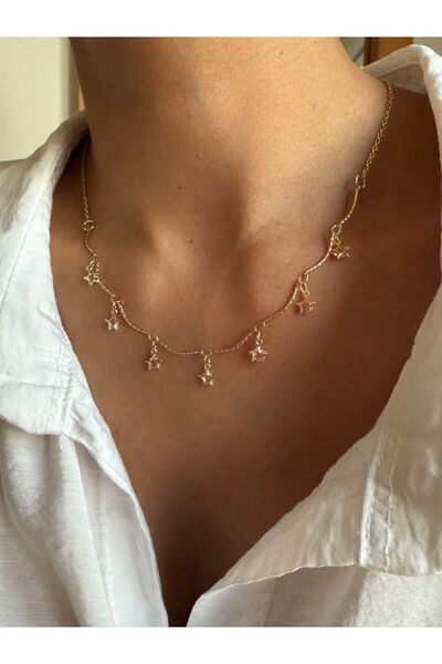 MagicStone Crystal Stone Star Gold Color Necklace