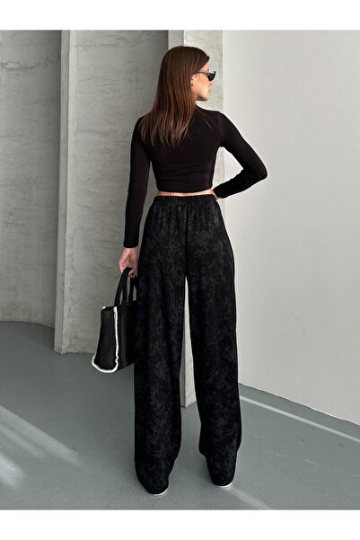 FERZOLAİO Flowy Wide Black Baggy Pants