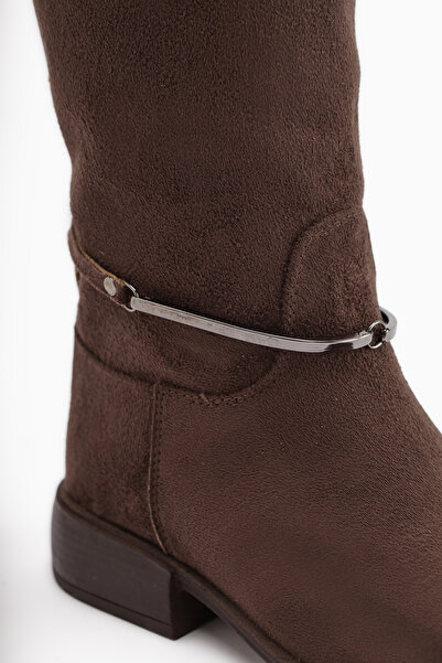 Limoya Zeina Brown Suede Buckle Women's Boots