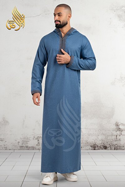 Genrics جلابية رجالى تصميم مغربى مصنوعة من قماش الكتان عالى الجوده