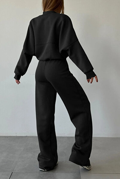 ruNadeS Women's Bomber High Waist Palazzo Oversized Tracksuit Set