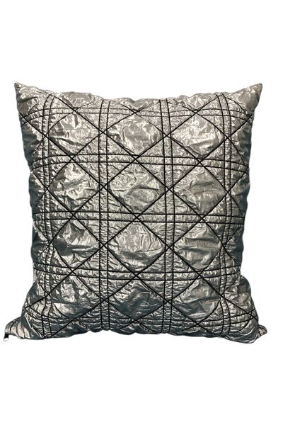 KARAKOÇ غطاء وسادة ديكور فضي اللون مقاس 45×45 بمظهر كابوتيانو لامع