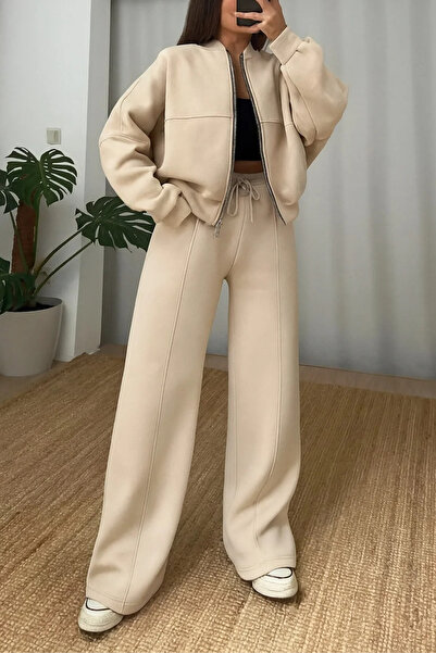 ruNadeS Γυναικείο σετ αθλητικής φόρμας Palazzo Bomber με 3 νήματα με φλις εσωτερικά