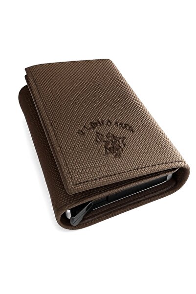 Newish Polo Mechanized Rfid-Enabled Wallet Credit Card Holder - Textured Faux Leather