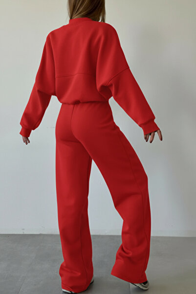 ruNadeS Women's Bomber High Waist Palazzo Oversized Tracksuit Set