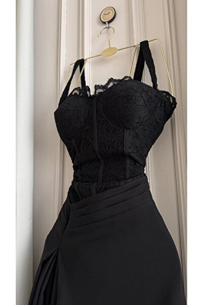 AlLayth Black evening dress, Barbie fabric and lace sleeveless