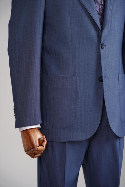 Kadir Büyükkaya Kırlangıç Yaka Pileli Erkek Takım Elbise-KAX1303S