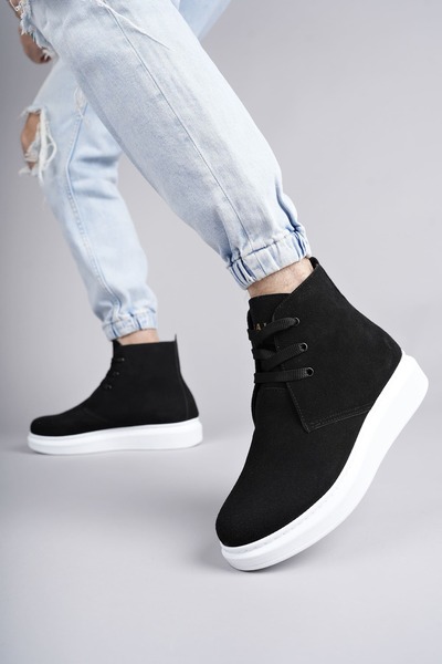 Mhoda Shoes حذاء SLW207 أوسلو برباط من جلد الغزال للرجال رياضي كاجوال BT - أسود