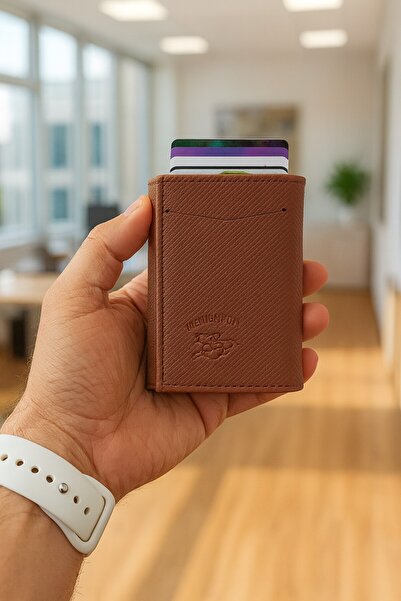 Newish Polo Mechanized Rfid-Enabled Wallet Credit Card Holder - Textured Faux Leather