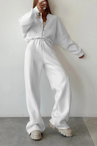 ruNadeS Women's Bomber High Waist Palazzo Oversized Tracksuit Set