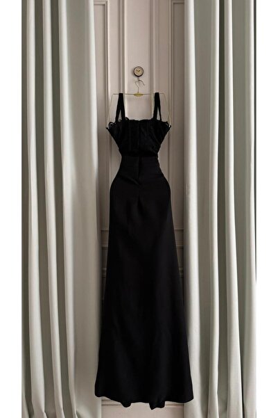 AlLayth Black evening dress, Barbie fabric and lace sleeveless