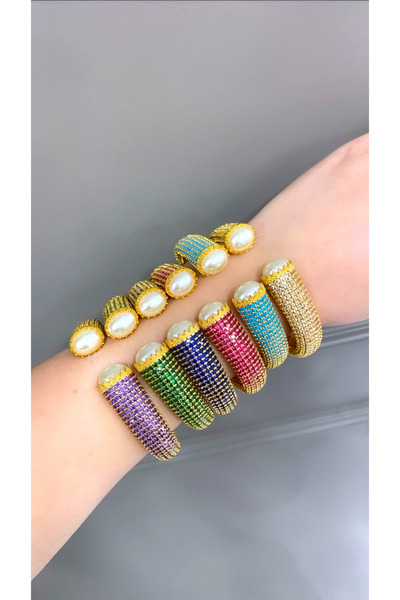 REBORN DESIGN Gold Color Zircon Stone Turquoise Helen Bracelet