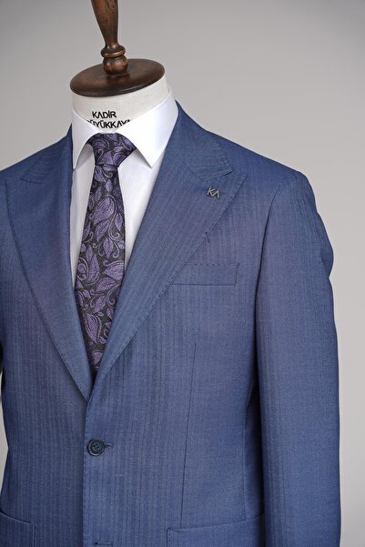 Kadir Büyükkaya Kırlangıç Yaka Pileli Erkek Takım Elbise-KAX1303S