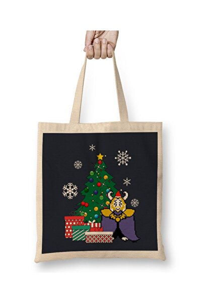 Toyaso King Asgore Around the Christmas Tree Undertale White Cloth Bag Long Handle Shopping Bag