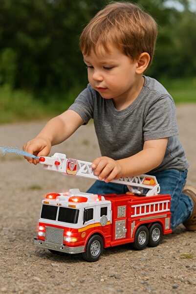 TOYFEST Dickie Toys Fire Commander Fire Truck Toy with Light, Sound, Water Spray and Long Ladder