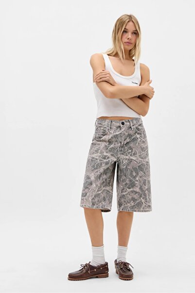 september island Georgina Desert Camouflage Long Denim Shorts