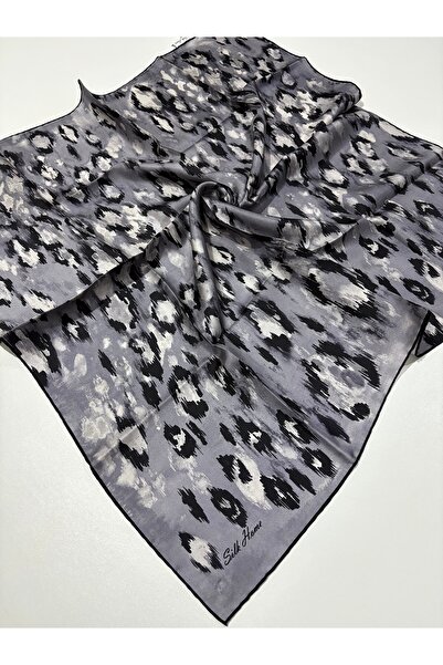 Silk Home Grey Leopard Pattern Tivil Woven Pure Silk Scarf-Kvs0857