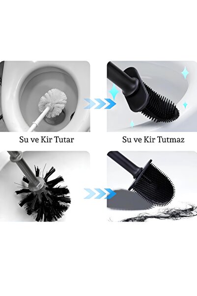 innoway Silikon Tuvalet Fırçası – Hijyenik Su Tutmayan WC Fırçası, Duvara Monte Klozet Temizlik Fırçası