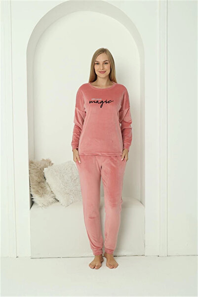 mtm My The Mall Women's Velvet Pink Pajama Set