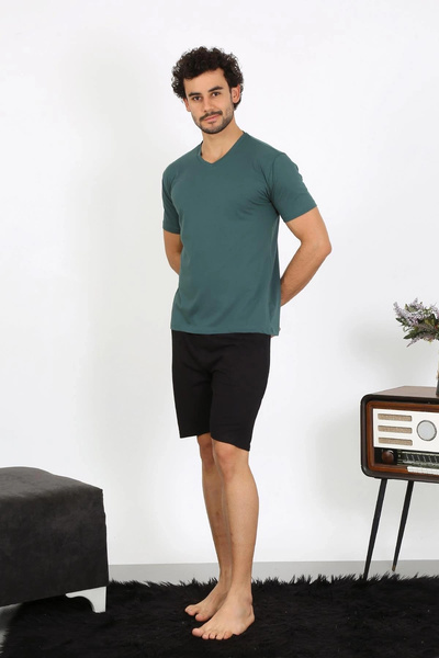 mtm My The Mall Men's Combed Cotton Petrol Color 3-Piece Pajama Set