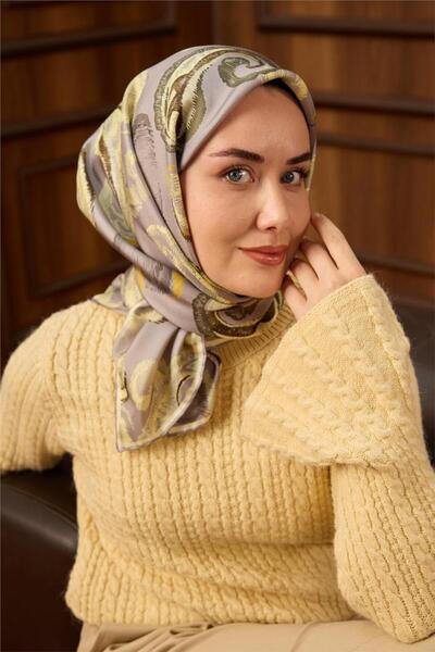 Silk Home Silver Gray Shawl Pattern Tivil Woven Pure Silk Scarf-Kvs0861