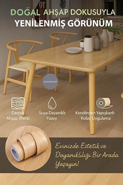 CNGZSHOP Kendinden Yapışkanlı Ahşap Desenli Folyo | Su Geçirmez, Uzun Ömürlü ...