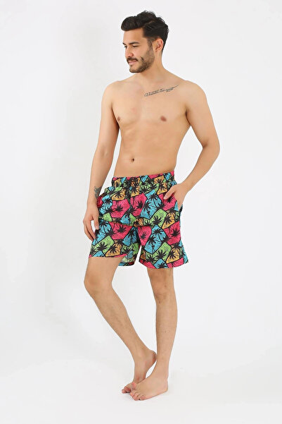 mtm My The Mall Men's Patterned Zipper Pocket Swim Shorts Black