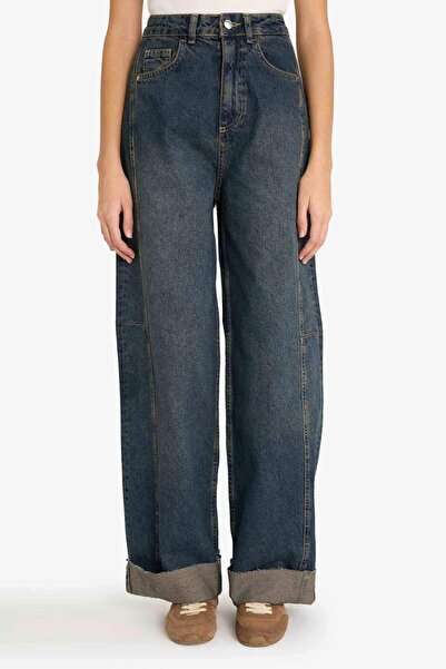 DeFacto Barrel Fit High Waist Long Jean Washed Trousers F8238Ax25Au