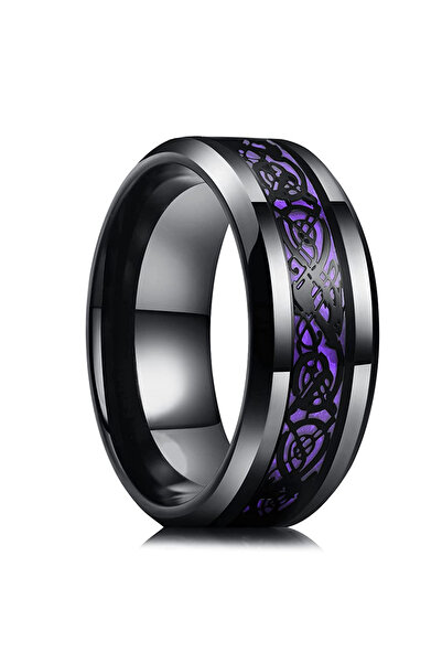 Choice 10 purple 2023 Fashion Men Stainless Steel Dragon Ring Inlay Purple Black Carbon Fiber Ring Wedding