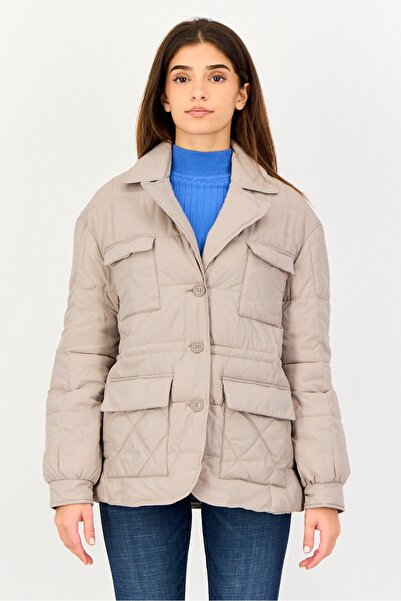 Andrew Marc Women Quilted Puffer Jacket, Taupe