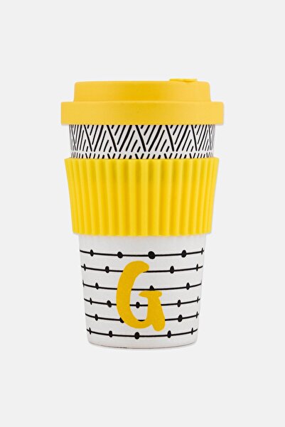 Kitchen Craft Bamboo Letter G Reusable Travel Mug 410ml, Multicolor
