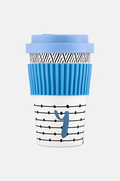 Kitchen Craft Bamboo Letter Y Reusable Travel Mug 410ml, Multicolor