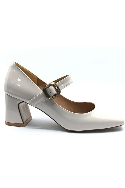 Kocamanlar Ayakkabı Feles Beret Detailed Blunt Toe Heeled Women's Shoes Ten