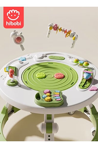 hibobi 3-in-1 Baby Walker with Music Toys, Foldable, Anti-Rollover, Adjustable Height, for 6–36 Months