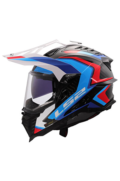 LS2 Explorer C Karbon Frontıer II Beyaz-Mavi Kros Motosiklet Kaskı