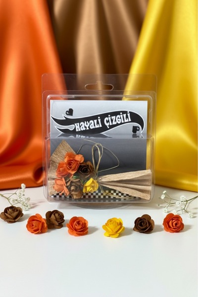 Hayali Çizgili Mini Buket Love Flowers Tasarım Koleksiyonluk, Sevgiliye Hediy...