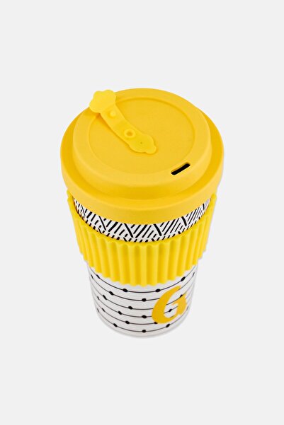 Kitchen Craft Bamboo Letter G Reusable Travel Mug 410ml, Multicolor