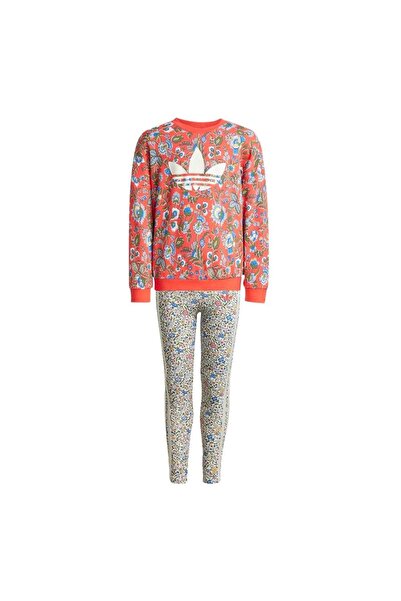 adidas Children's Red Tracksuit Crew Leg Set Jv7803