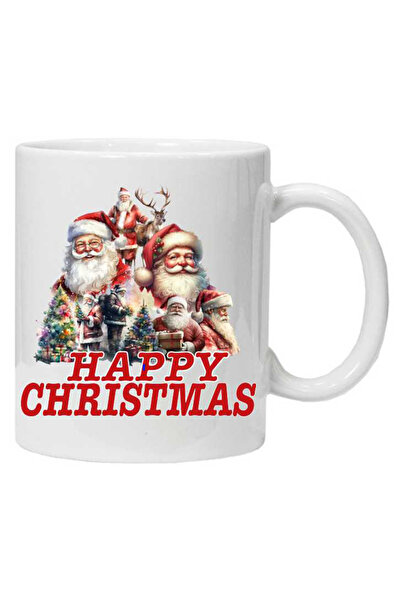 CRD PRINT Mug with the text "Happy Christmas - Santa Claus", white, 330ml,