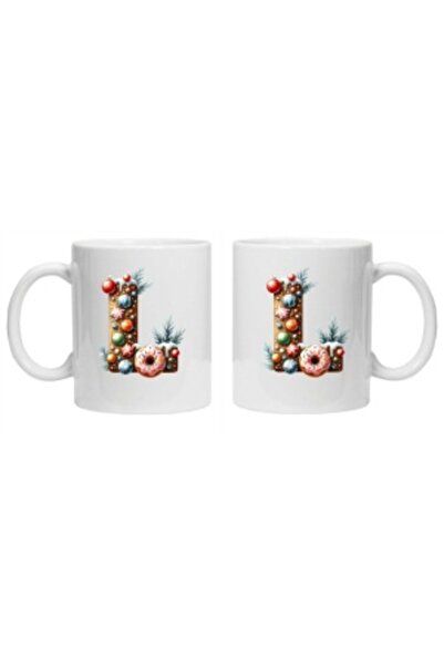 CRD PRINT Personalized mug with winter print "letter L", White,