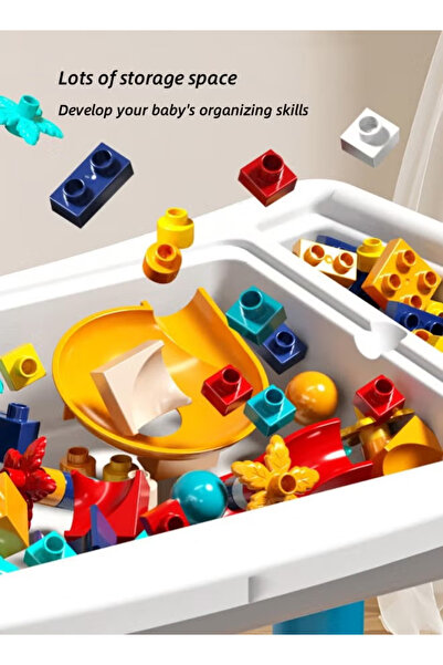 Generic Building block table, children's activity table and chair set, includes 108 building blocks