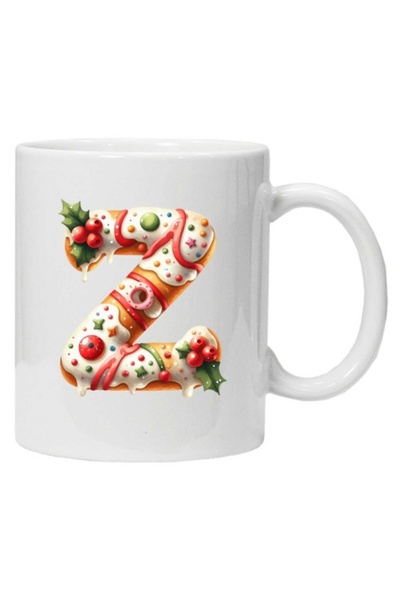 CRD PRINT Cană personalizată cu imprimeu de iarnă „litera Z”, albă,