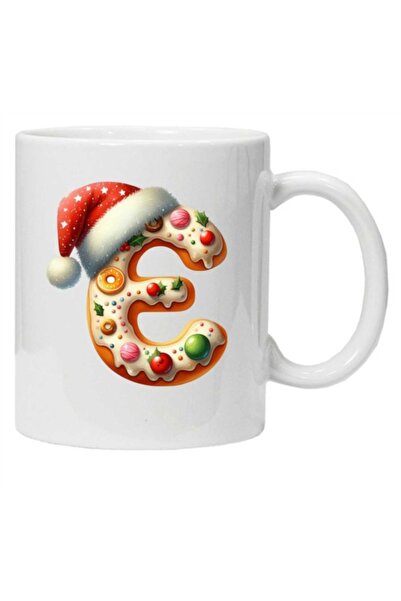 CRD PRINT Personalized mug with winter print "Letter E", White,