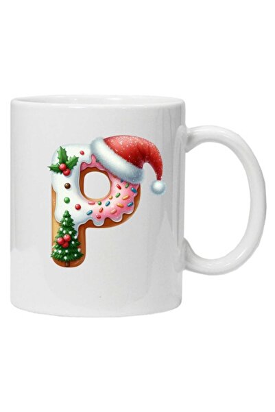 CRD PRINT Personalized mug with winter print "letter P", White,