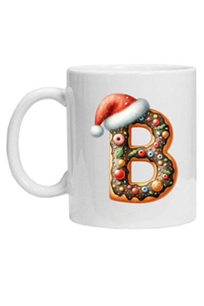 CRD PRINT Personalized mug with winter print "letter B", White,
