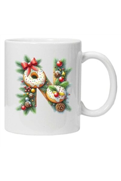 CRD PRINT Personalized mug with winter print "letter N", White,