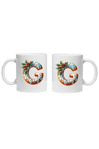 CRD PRINT Personalized mug with winter print 'letter G', White,