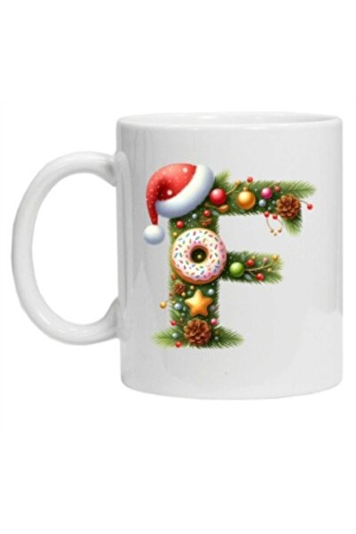 CRD PRINT Personalized winter print mug "Letter F" - White (CRD PRINT)