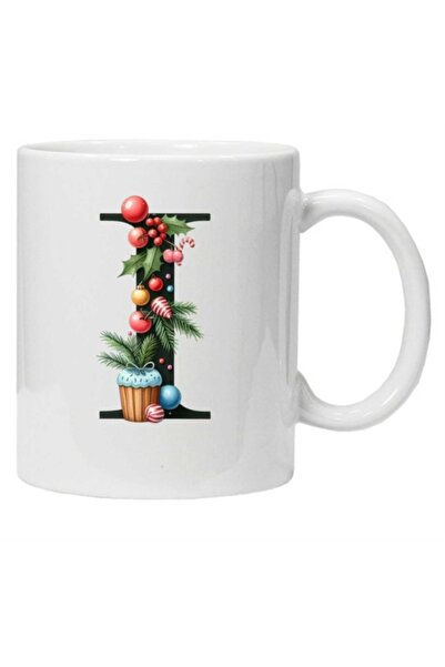 CRD PRINT Personalized winter print mug "Letter I", White -