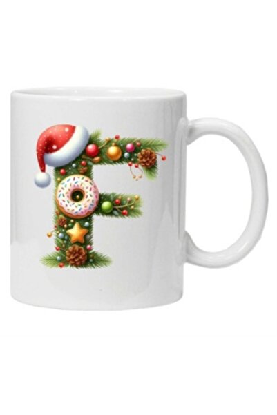 CRD PRINT Personalized winter print mug "Letter F" - White (CRD PRINT)